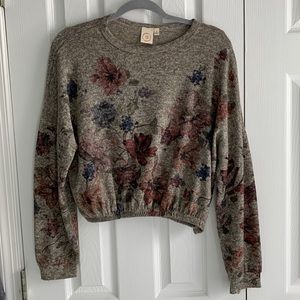 Live In The Moment Floral Cropped Sweatshirt Med